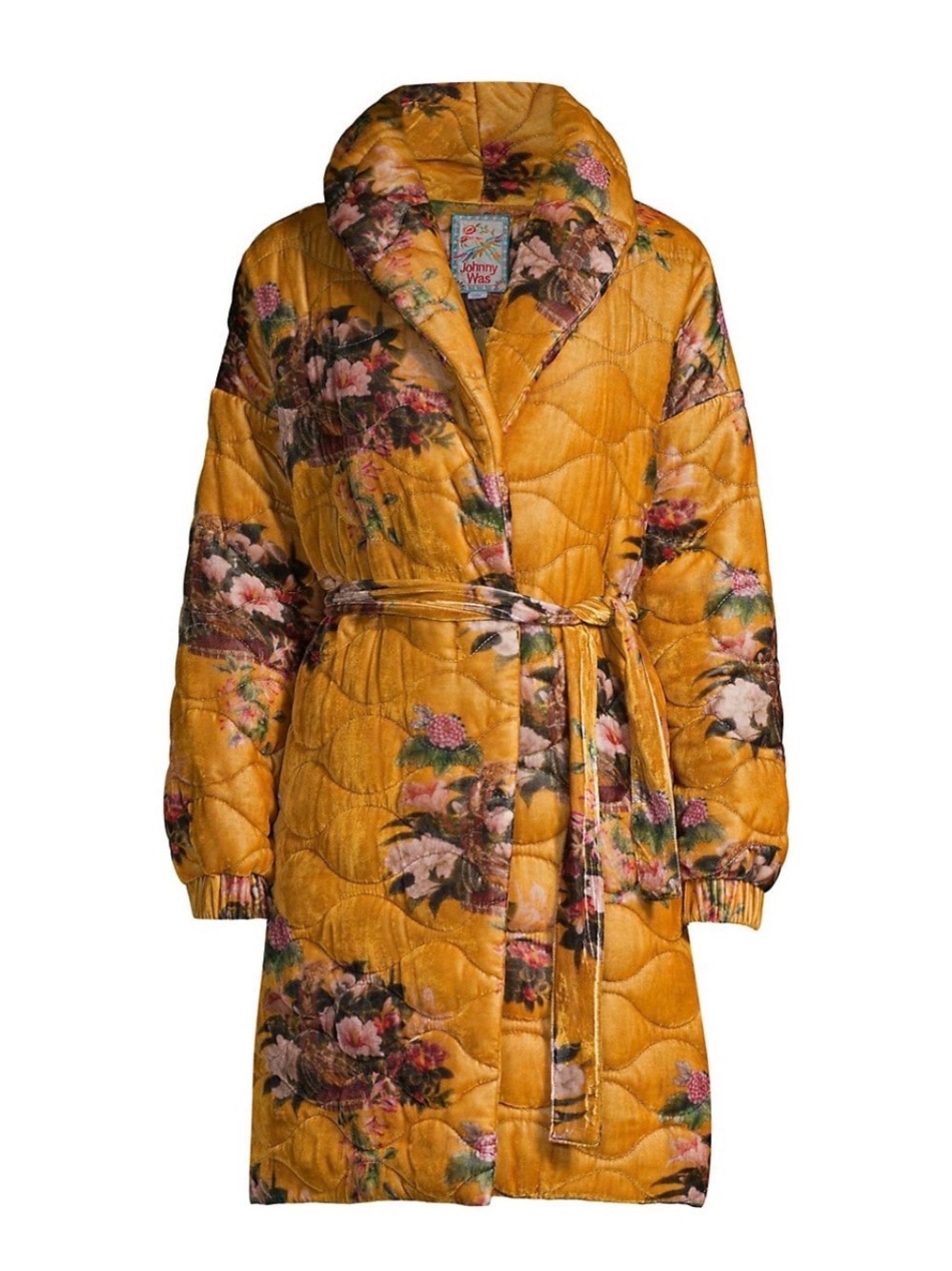 Johnny Was Quilted Floral Wrap Coat